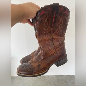 Ariat Western Square-Toe Cowboy Boots Size 9 Preowned